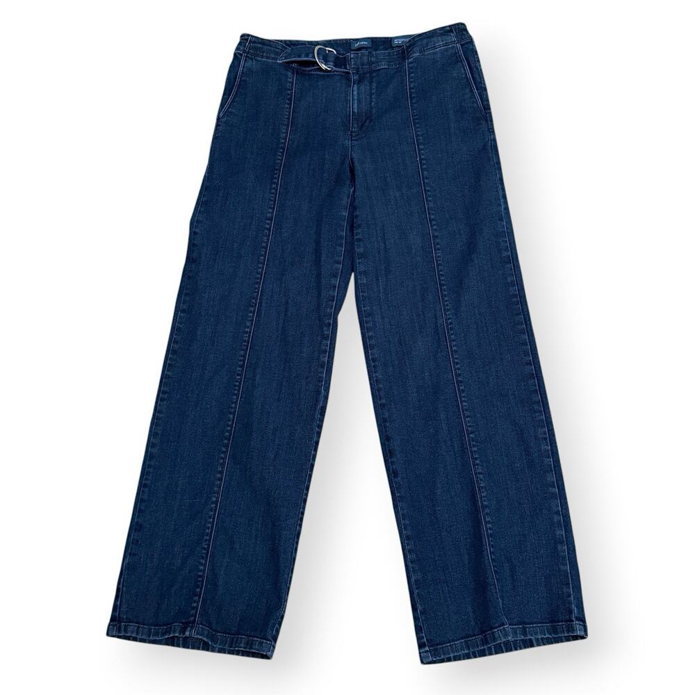 J. Jill Metropolitan Full Leg Jeans 10 Dark Wash Buckle Wide Leg Denim Trousers